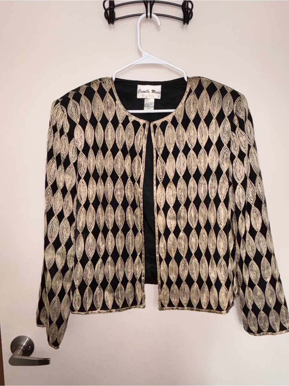 Camille Marie Vintage Bolero Style Silk Jacket/Blazer, Hook & Eye Closure, XXL